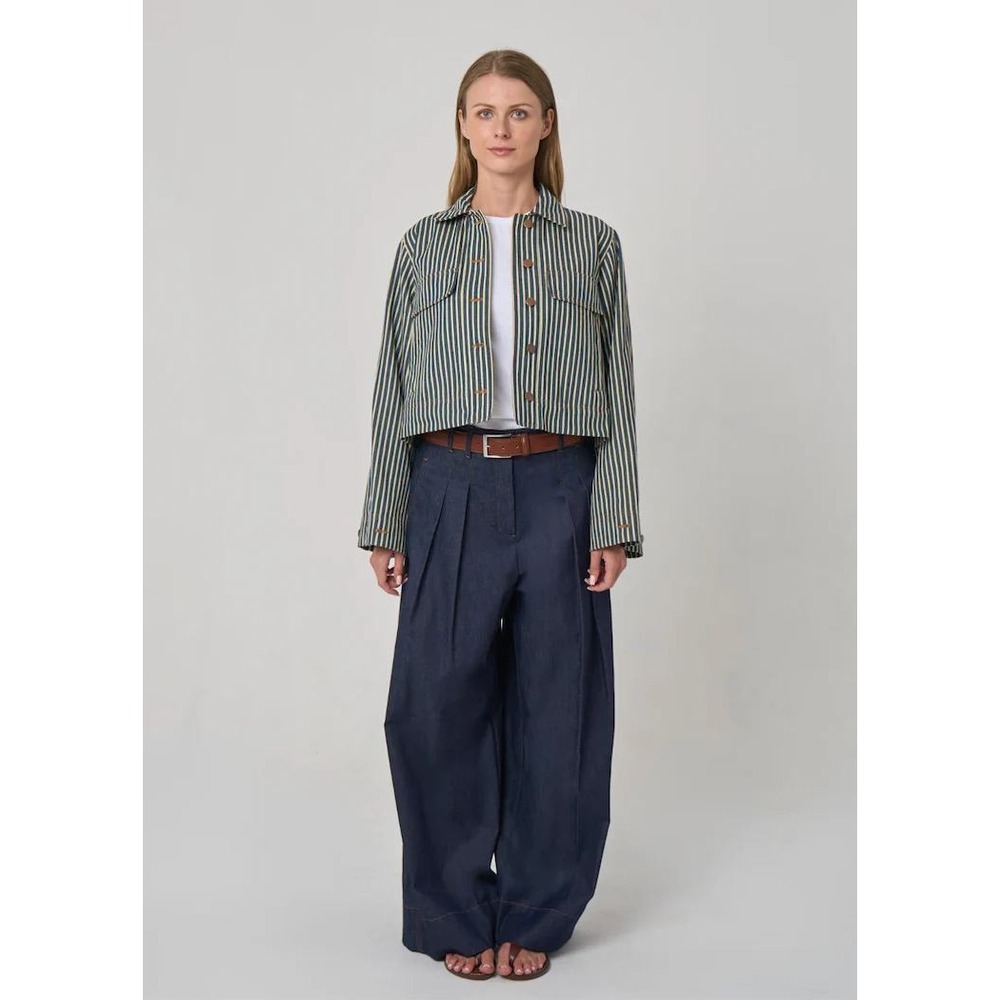 Phoebe Jon Carly Stripe Jacket Womens Blue Cream M